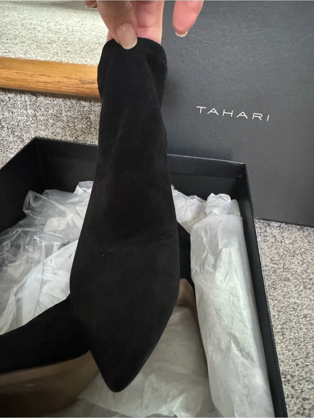 Tahari Black Suede Pointed-Toe Stiletto Booties - Women's NIB SZ 8M